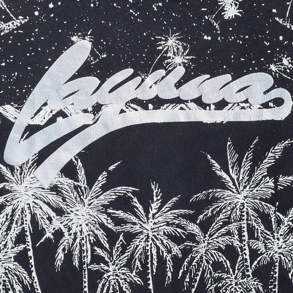 Vintage Single Stitch Laguna Black & White Palm Trees & Night Sky Island Tee- XL - Picture 3 of 6